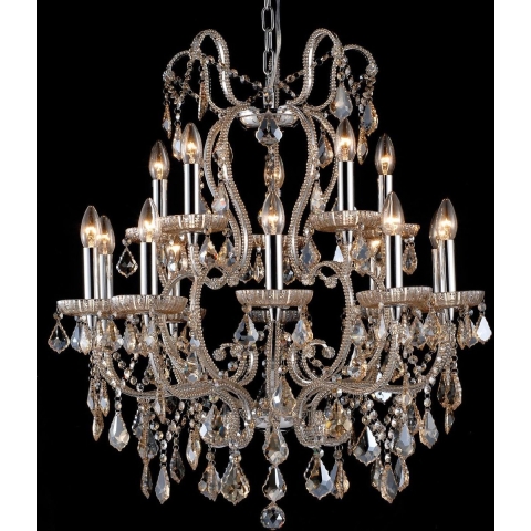 Clayre & Eef Kroonluchter Ø 71x80 cm Transparant Ijzer Glas Hanglamp