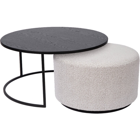 Atmooz Salontafel Rond Emir (incl Poef) Ø 80cm Zwart