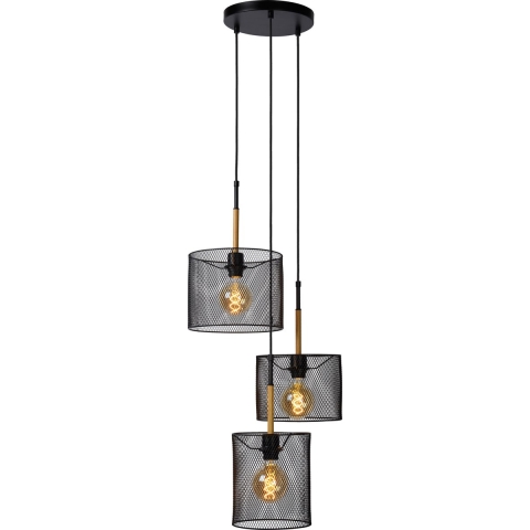 Lucide BASKETT Hanglamp 3xE27 - Zwart