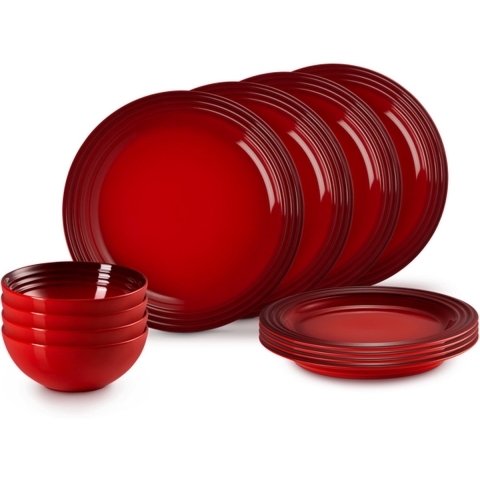LE CREUSET - Aardewerk - Serviesset 12-dlg Kersenrood