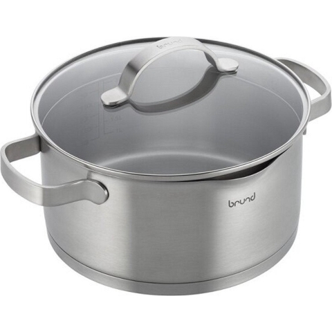 Brund Kookpan met Glazen Deksel 4L RVS