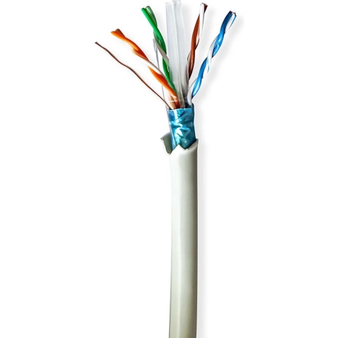 Nedis CCBG8526GY50S Netwerk Kabel Rol Cat6 Solid F/utp Koper 50.0 M Binnenshuis Rond Lszh Grijs Gift Box