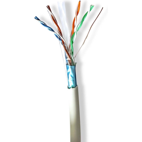 Nedis CCBG8526GY305 Netwerk Kabel Rol Cat6 Stranded F/utp Koper 305.0 M Binnenshuis Rond Lszh Grijs Gift Box
