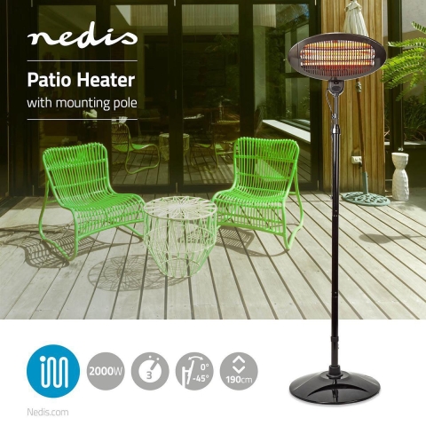 Nedis HTPA120EBK Terrasverwarmer op Paal