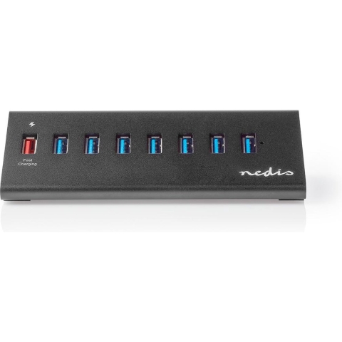 Nedis UHUBUP3810BK Usb-hub 8-poorts Usb 3.0 Met Externe Voeding Qc3.0 Oplaadpoort 5 Gbps