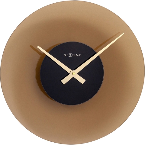NeXtime NE-8196BR Stille Wandklok - 40cm - Mat Bruin - Glas - "Float"