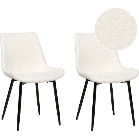 Beliani - AVILLA - Eetkamerstoel set van 2 - Wit - Bouclé