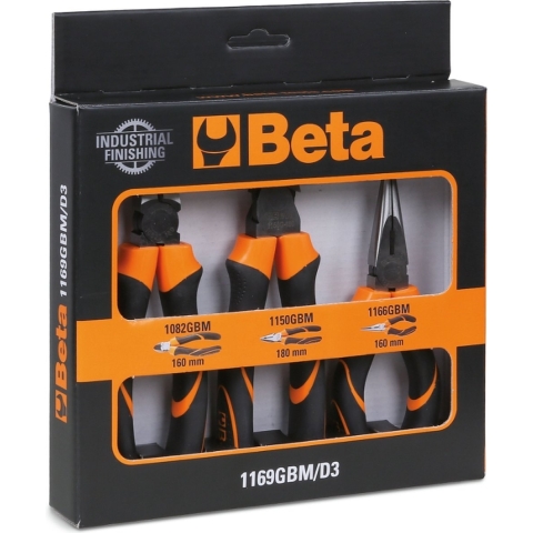 Beta 1169GBM/D3 Tangenset bestaande uit een combinatietang | een lange punttang en een zijkniptang. Twee componenten handgreep | industriële afwerking