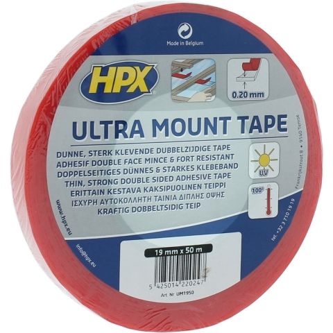 HPX Ultra Mount bevestigingstape | Transparant | 19mm x 50m - UM1950 | 10 stuks UM1950