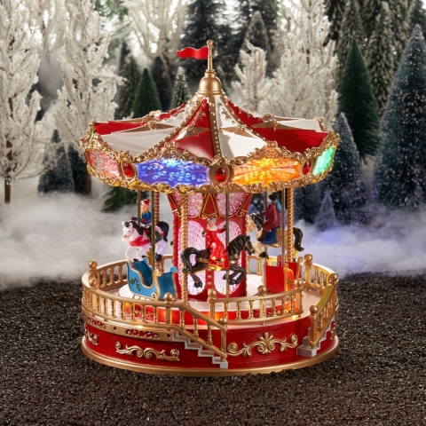 Carrousel led werkt op batterijen l23,5xw23,5xh28,5cm kerst - Luville