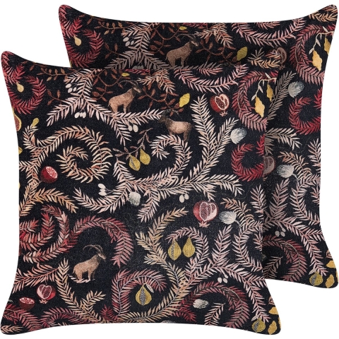 Beliani-RICINUS -Sierkussen set van 2-Zwart-45 x 45 cm-Fluweel