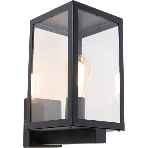 QAZQA Smart buiten wandlamp zwart met glas 30 cm incl. Wifi ST64 -