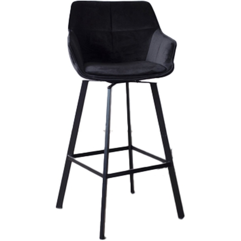 Giga Meubel - Barstoel Velvet - Zwart - Zithoogte 65cm - Stoel Shannon