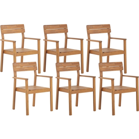 Beliani-FORNELLI -Tuinstoel set van 6-Lichte houtkleur-Acaciahout