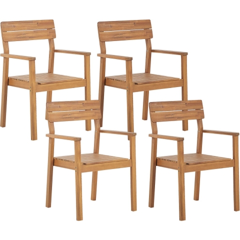 Beliani-FORNELLI -Tuinstoel set van 4-Lichte houtkleur-Acaciahout
