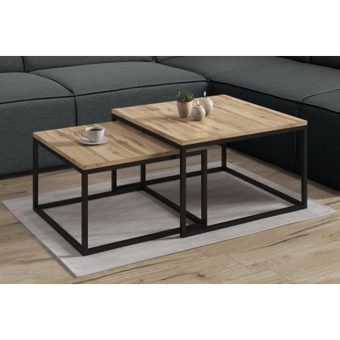Meubella Salontafel Styler - Eiken - 70 cm - set van 2