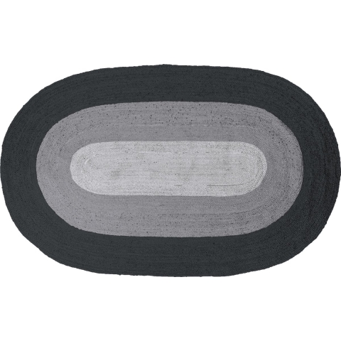 BePureHome Border vloerkleed ovaal - Jute - Zwart - 170x300