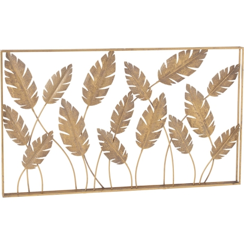 J-Line - J-Line Wanddeco Bladeren Metaal Goud - 119x70 CM