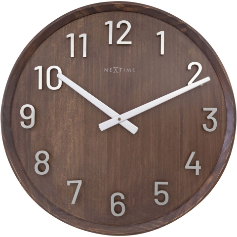 NeXtime NE-3284BR Grote Wandklok - 50cm- Stille Klok - Walnoot Hout - "Precious"