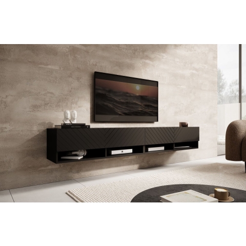 Meubella TV-Meubel Asino - Zwart Visgraat - 200 cm