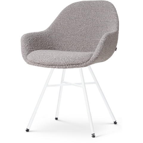 Nolon Noa-Mae Eetkamerstoel Bouclé Taupe - Armleuning - Witte Poten