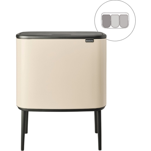 Brabantia Bo Touch Bin Afvalemmer 3 x 11 L - Soft Beige