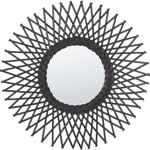 Beliani - TAGOLU - Wandspiegel - Zwart - Rotan