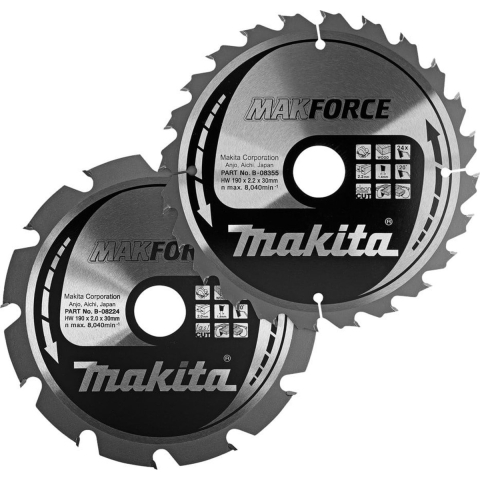 Makita Accessoires Cirkelzaagblad | Hout | Twinpack | 190Mm 12/24T - B-49367