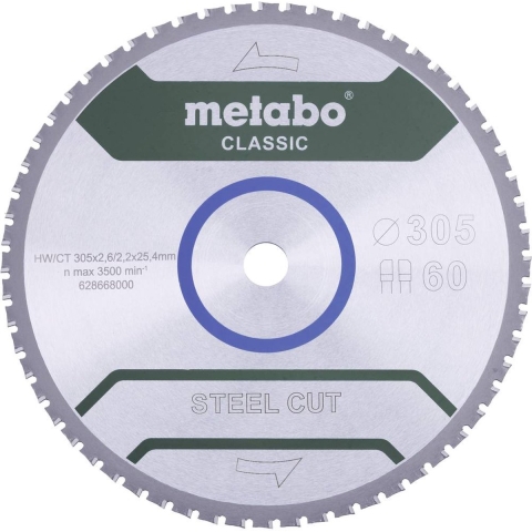 Metabo Accessoires Cirkelzaagblad | Steel Cut Classic | 305x25,4mm | Z60 FZFA/FZFA 4° - 628668000