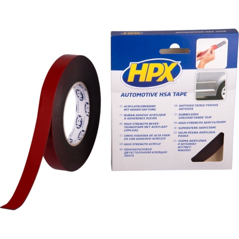 HPX Dubbelzijdige HSA bevestigingstape | Antraciet | 19mm x 10m - HSA005 | 10 stuks HSA005