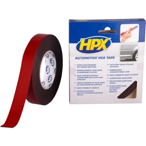 HPX Dubbelzijdige HSA bevestigingstape | Antraciet | 25mm x 10m - HSA006 | 10 stuks HSA006