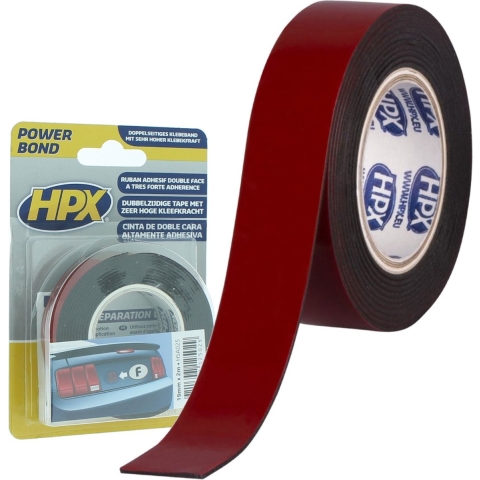 HPX Dubbelzijdige HSA bevestigingstape | Antraciet | 19mm x 2m - HSA025 | 20 stuks HSA025