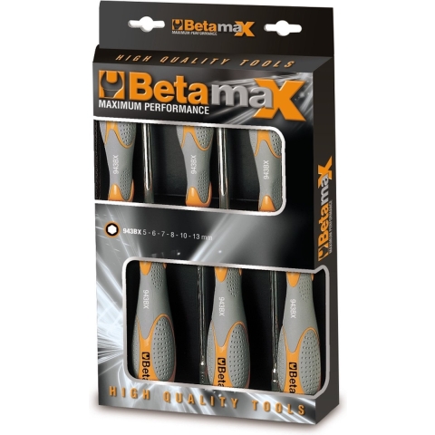 Beta 6-delige set dopschroevendraaiers met twee-componenten handgreep, lange uitvoering (art. 943BX) 943BX/D6 - 009430026