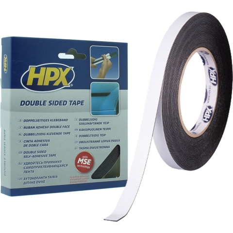 HPX Dubbelzijdige PE bevestigingstape | Zwart | 12mm x 10m - ZC04 | 10 stuks ZC04