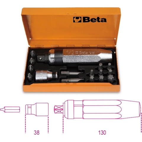 Beta Slagschroevendraaier met 14 bit en houder in kist 1295/C14 - 012950108