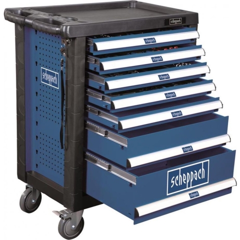 Scheppach TW1000 Gevulde gereedschapswagen met 7 lades - 263-dlg - 5909304900