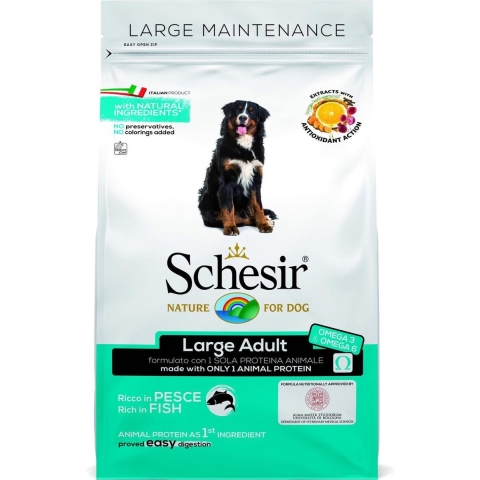 2x 12kg Schesir Dog Large Adult met vis droogvoer voor honden