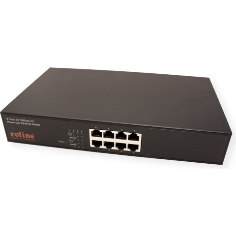 ROLINE PoE Fast Ethernet Switch, 8-Poorts, (8x PoE), 19 Inbouw
