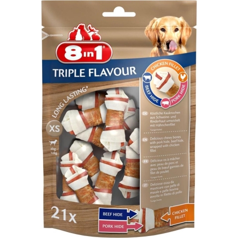4x 8in1 Triple Flavour Bones XS 21 stuks