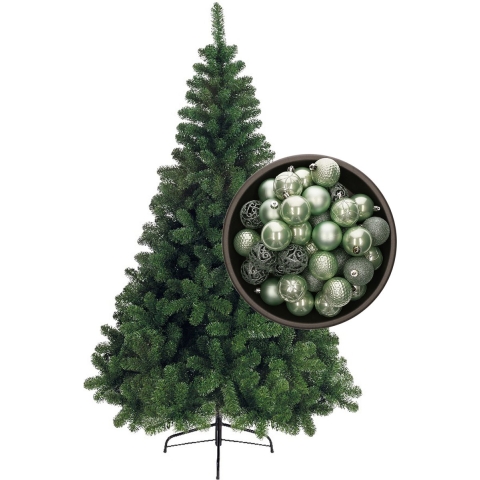 Bellatio Decorations kunst kerstboom 150 cm met kerstballen mintgroen -