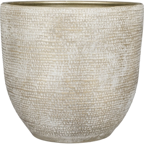 Plantenpot/bloempot Carrie terracotta champagne met flakes patroon - D39/H36 cm -
