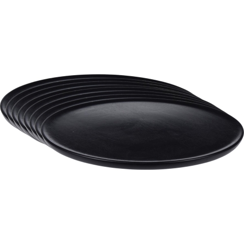 Set van 12x stuks kerstdiner onderborden rond zwart hout 38 cm -