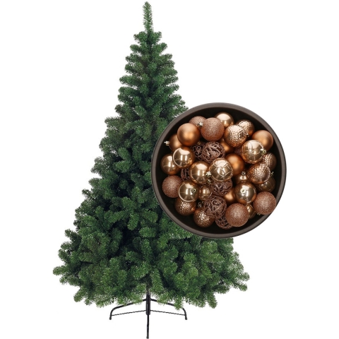 Bellatio Decorations kunst kerstboom 150 cm met kerstballen camel bruin -
