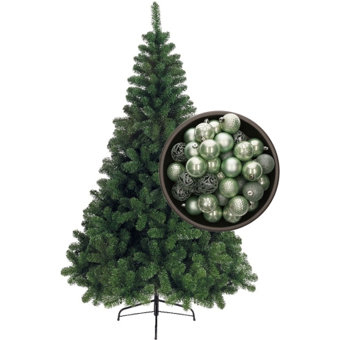 Bellatio Decorations kunst kerstboom 180 cm met kerstballen mintgroen -