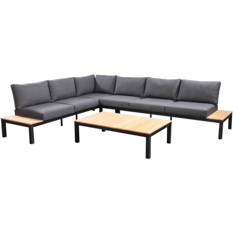 Tori corner set triple aluminium black/teak/smooth grey - Yoi