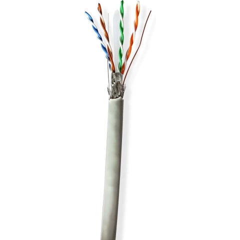 Nedis CCBG8524GY100S Netwerk Kabel Rol Cat6 Solid S/ftp Cca 100.0 M Binnenshuis Rond Pvc Grijs Gift Box