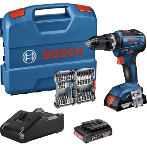 Bosch Blauw GSB 18V-55 Professional Accu schroef-klopboormachine | 2.0Ah Li-Ion in L-boxx - 06019H5370