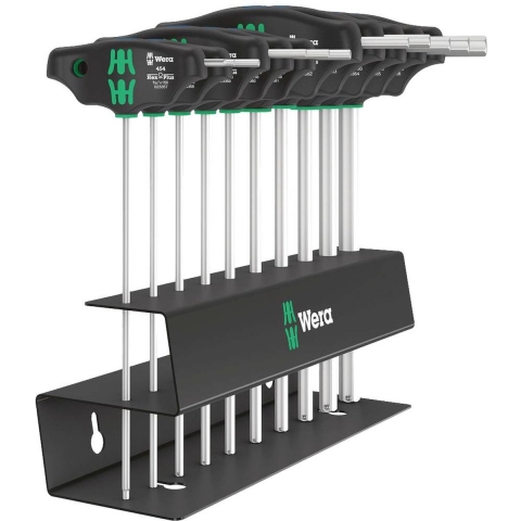 Wera 454/10 HF Schroevendraaier-set Imperial 2 | T-Greep set Binnenzeskant | Hex-Plus met vasthoudtfunctie | INCH | 10-delig - 05023454001