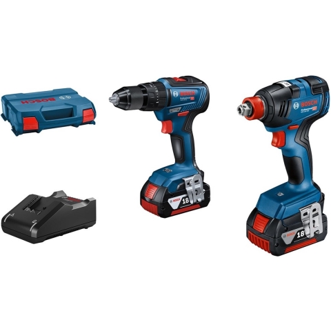 Bosch Blauw Combopack GSB 18V-55 Accu schroef-klopboormachine + GDX 18V-200 Slag(moer)schroevendraaier | 2 x 4.0Ah accu&apos;s + lader - 06019J2208
