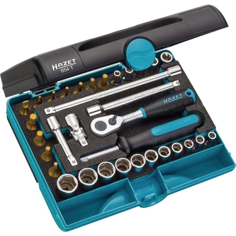 Hazet Dopsleutelset | 854T | 33-delig | 1/4 inch | sleutelwijdtes 5-14 mm | aantal tanden 20 | 6-Kant 4000820541